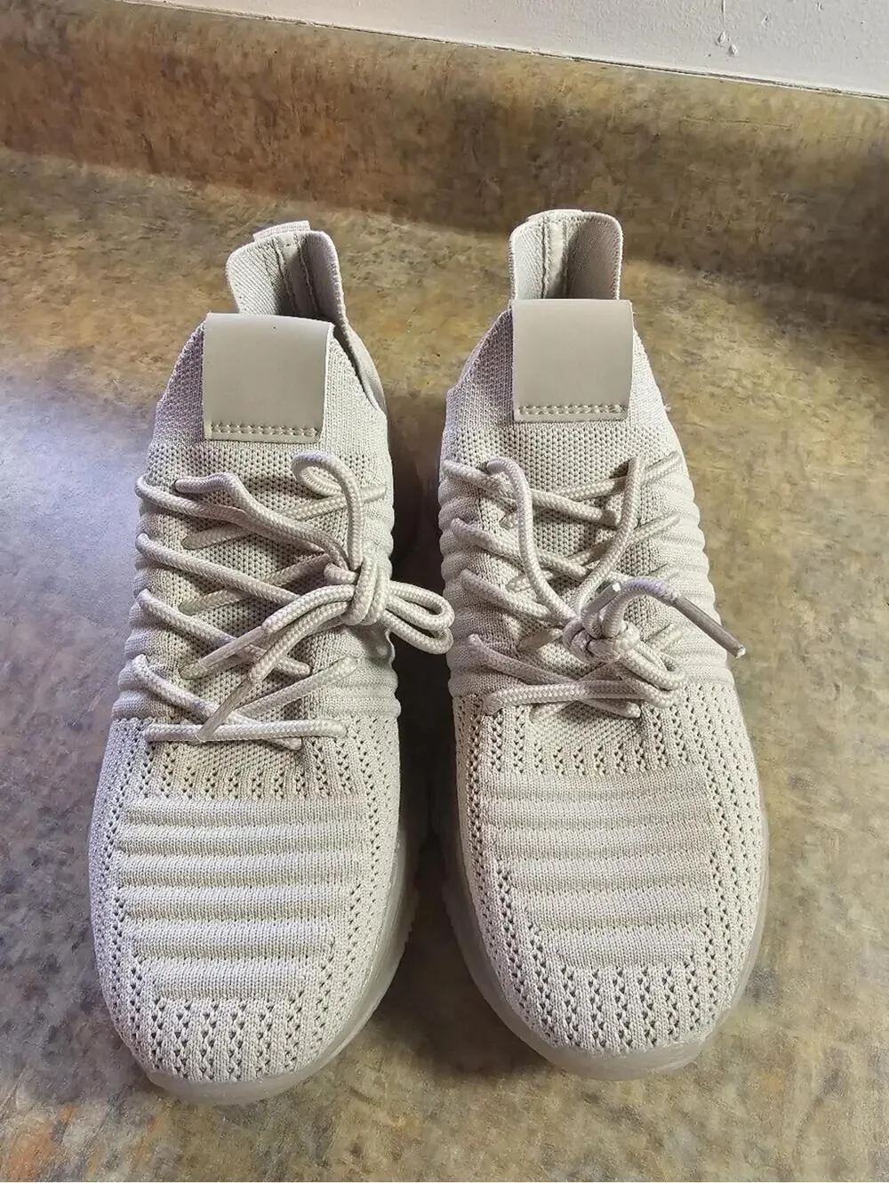 Cushionaire Women's Apolo Knit Sneaker +Memory Foam- Beige Sz 8M